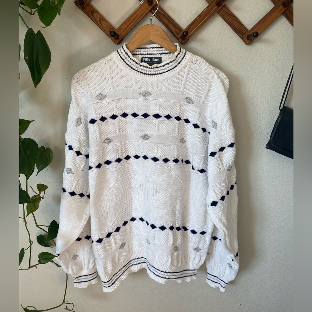 Vintage Elise Island 100% Cotton Geometric Crew Sweater Women’s Size L